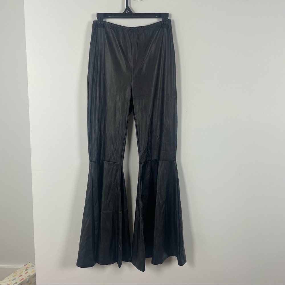 Vamp Flare Faux Leather Pull On Pants L Gloss GothCore Grunge